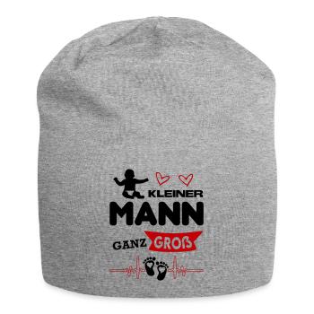 Kleiner Mann ganz groß Baby Säugling Geburtstag - Jersey-Beanie - Grau meliert - Vorne