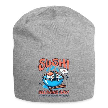 Journée de détente de sushi Nourriture mignonne - Bonnet en jersey - gris chiné - Devant