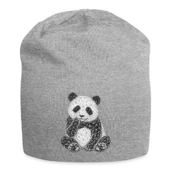 Motif géométrique de panda - Bonnet en jersey - gris chiné - Devant