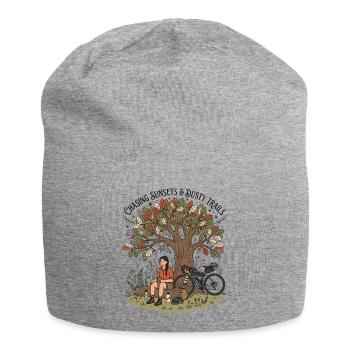 Chasing Sunsets Female Bikepacking Art - Jersey Beanie - heather grey - Front