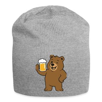 Bear with beer glass - Jersey Beanie - heather grey - Front