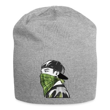 Green bandana and streetwear cap - Jersey Beanie - heather grey - Front