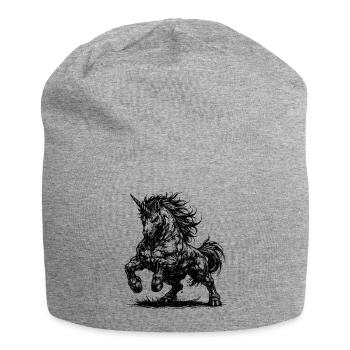 Muscular unicorn with an evil eye - Jersey Beanie - heather grey - Front