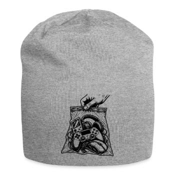 Suchtspiele – Gamer-Konsolen-Controller-Tasche - Jersey-Beanie - Grau meliert - Vorne