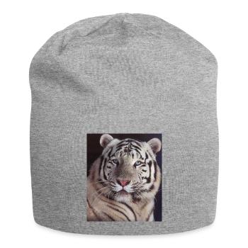 tigre blanc - Bonnet en jersey - gris chiné - Devant