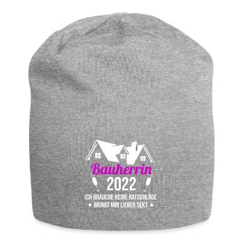 Bauherrin Hausbau Eigenheim Richtfest 2022 Damen - Jersey-Beanie - Grau meliert - Vorne