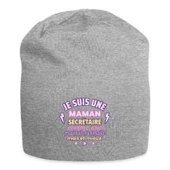 Maman secrétaire, cadeau fête des mères, bureau - Bonnet en jersey - gris chiné - Devant