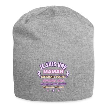 Maman assistante sociale, cadeau fête des mères - Bonnet en jersey - gris chiné - Devant