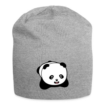Laughing kawaii panda - Jersey Beanie - heather grey - Front