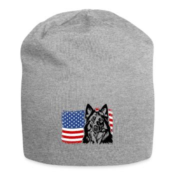 Chodský Pes US America Flag Dogs Dog Wilsigns - Jersey Beanie - heather grey - Front
