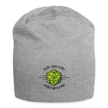 Jede gute Geschichte beginnt mit einer D20 - Jersey-Beanie - Grau meliert - Vorne