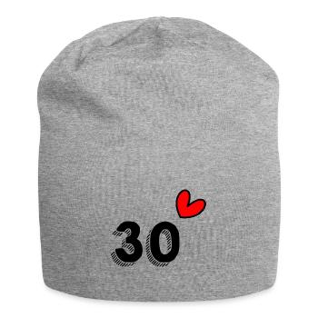 30 JAHRE. 30-jähriges JUBILÄUM. JUBILÄUM 30 JAHRE. 30 - Jersey-Beanie - Grau meliert - Vorne