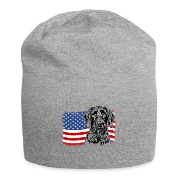Allemand à poil dur US Amérique drapeau chiens Wilsigns - Bonnet en jersey - gris chiné - Devant