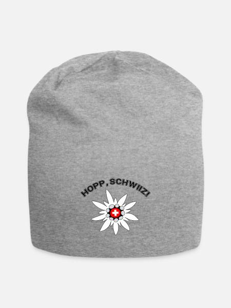 Schweiz Edelweiss Schweizer Flagge Hopp Schwiiz - Jersey-Beanie - Grau meliert