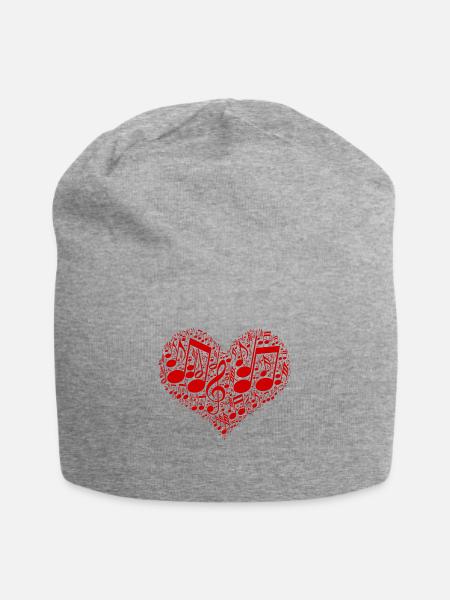 Musik Noten im Herz | Musikliebhaber Geschenkidee - Jersey-Beanie - Grau meliert