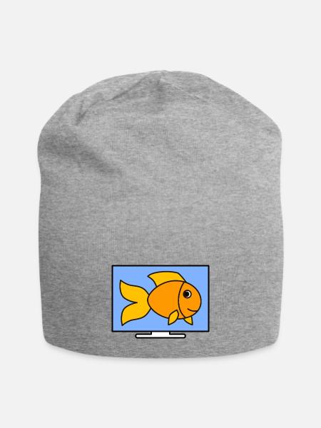 Bildschirm mit Goldfisch v00 - Jersey-Beanie - Grau meliert