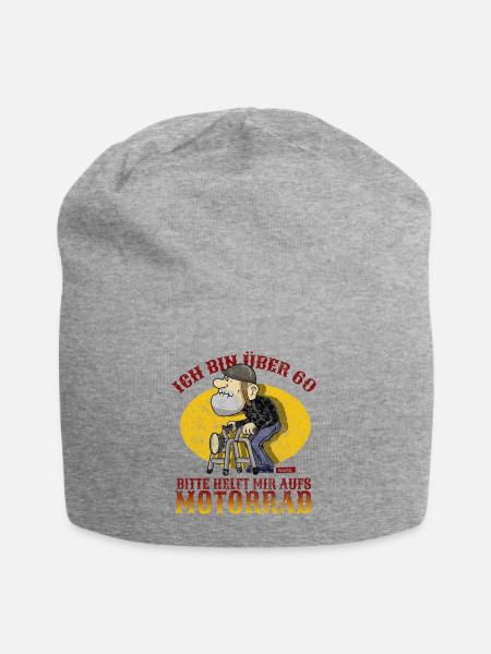 Ich Bin Über 60 Bitte Helft Mir Aufs Motorrad 60 G - Jersey-Beanie - Grau meliert