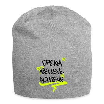 Graffiti « Dream Believe Achieve » avec cœur, couronne - Bonnet en jersey - gris chiné - Devant