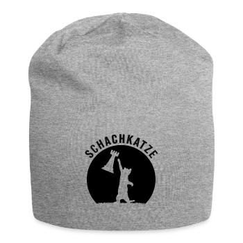 Schach Schachmatt Schachspieler "Schachkatze" - Jersey-Beanie - Grau meliert - Vorne