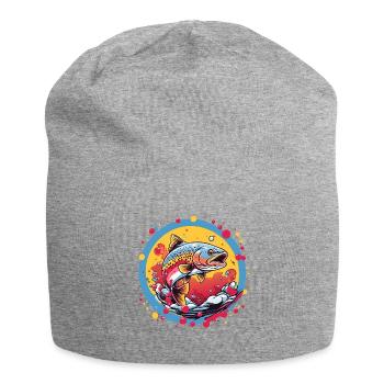 Forelle im bunten Farbkreis - Jersey-Beanie - Grau meliert - Vorne