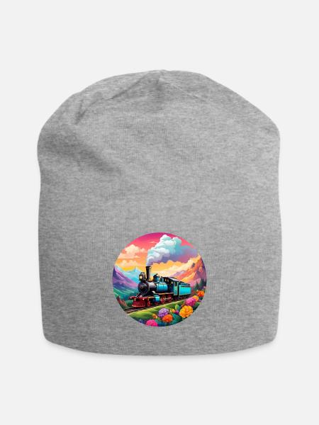 Nostalgic smoking steam locomotive - Jersey Beanie - heather grey
