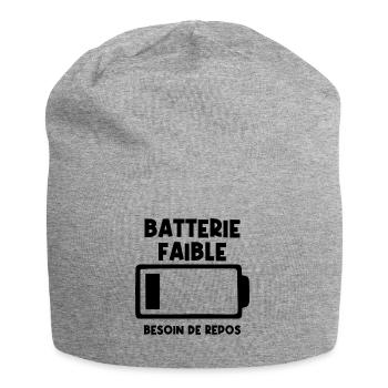 Batterie faible - Bonnet en jersey - gris chiné - Devant