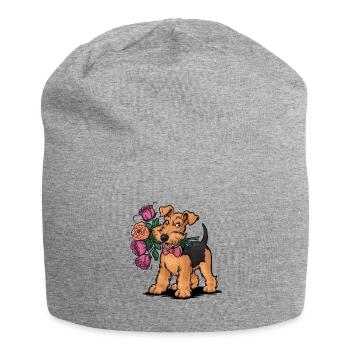 Airedale Terrier - Bonnet en jersey - gris chiné - Devant