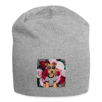 Airedale Terrier - Bonnet en jersey - gris chiné - Devant