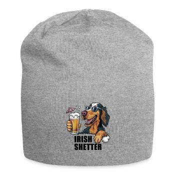 Cooler Irish Setter mit Bier und Sonnenbrille - Jersey-Beanie - Grau meliert - Vorne