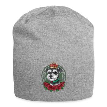 Königlicher Zwergschnauzer mit Krone Cartoon Stil - Jersey-Beanie - Grau meliert - Vorne