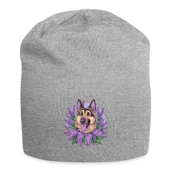 Cute German Shepherd with Lilac - Jersey Beanie - heather grey - Front