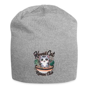Kawaii Katze mit Ramen Schüssel - Jersey-Beanie - Grau meliert - Vorne