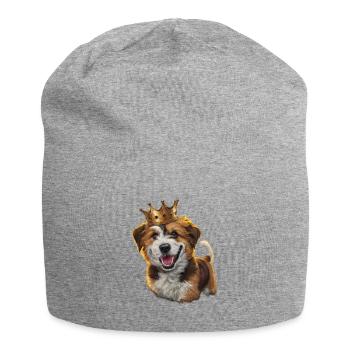 Süßer Briard Hund mit Schloss und Krone - Jersey-Beanie - Grau meliert - Vorne