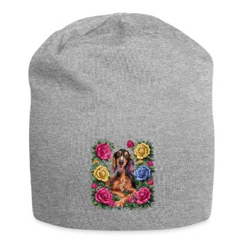 Bande dessinée Setter irlandais avec des roses - Bonnet en jersey - gris chiné - Devant