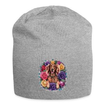 Bande dessinée Setter irlandais avec des roses - Bonnet en jersey - gris chiné - Devant