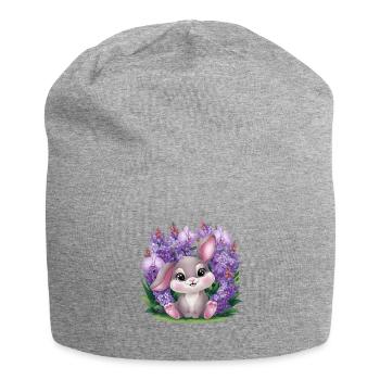 Kawaii Bunny with Orchids and Lilac - Jersey Beanie - heather grey - Front