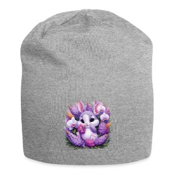 Kawaii Bunny with Orchids and Lilac - Jersey Beanie - heather grey - Front
