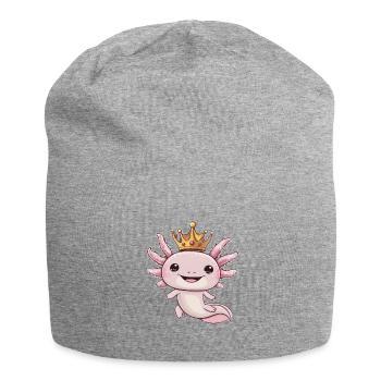 Axolotl Kawaii avec Couronne Royale. - Bonnet en jersey - gris chiné - Devant