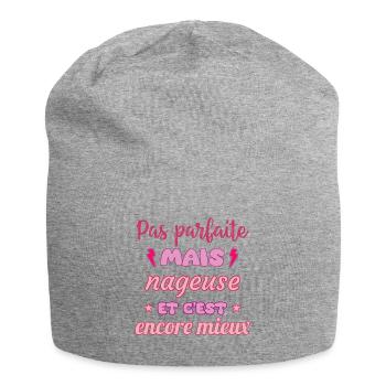 Pas parfaite mais nageuse,natation,piscine - Bonnet en jersey - gris chiné - Devant