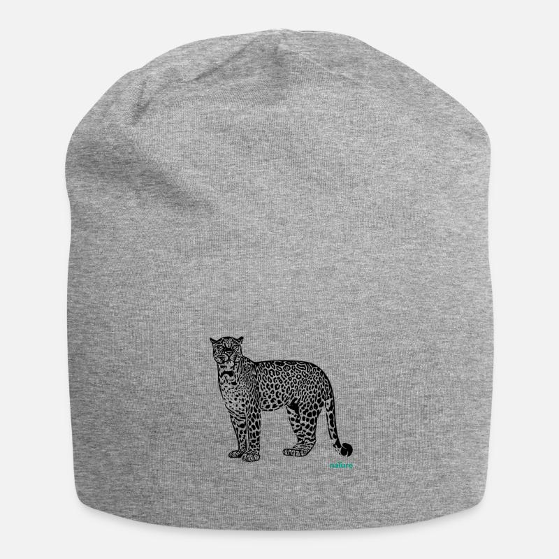 Leopard - Jersey-Beanie - Grau meliert