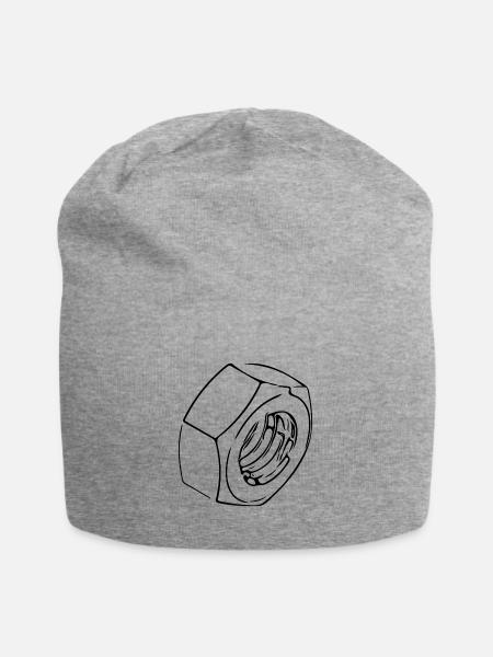 Schraubenmutter mit vintage Gewinde - Jersey-Beanie - Grau meliert