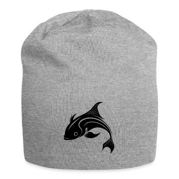 carpe koï - Mignon poisson carpe élégant - Bonnet en jersey - gris chiné - Devant