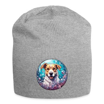 Animal dans bulle de savon / enfantin / mignon / chien - Bonnet en jersey - gris chiné - Devant