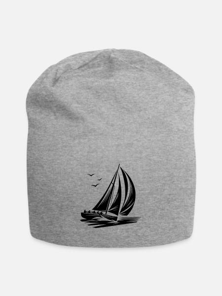 Schnelles Regatta Segelboot bei Wellengang - Jersey-Beanie - Grau meliert