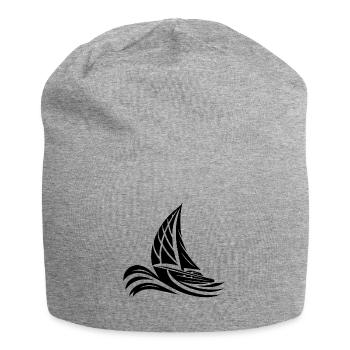 Sporty sailboat in heavy waves - Jersey Beanie - heather grey - Front