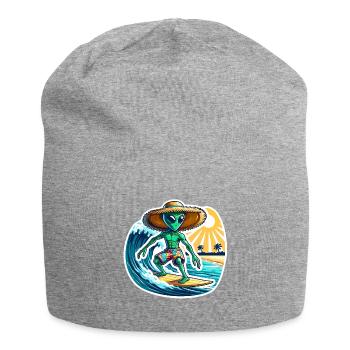 Lustiges kleines Alien auf Surfboard - Jersey-Beanie - Grau meliert - Vorne
