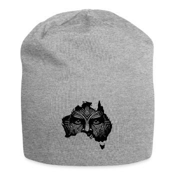 Australischer Kontinent mit Gesicht und Augen - Jersey-Beanie - Grau meliert - Vorne