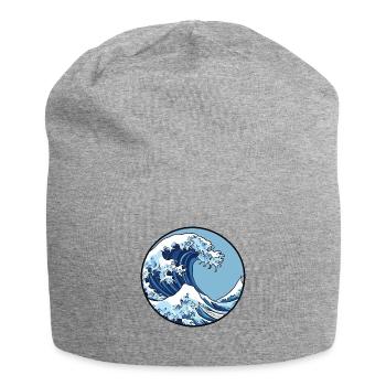 Wave, Water, Ocean, Japanese Wave, Logo - Jersey Beanie - heather grey - Front