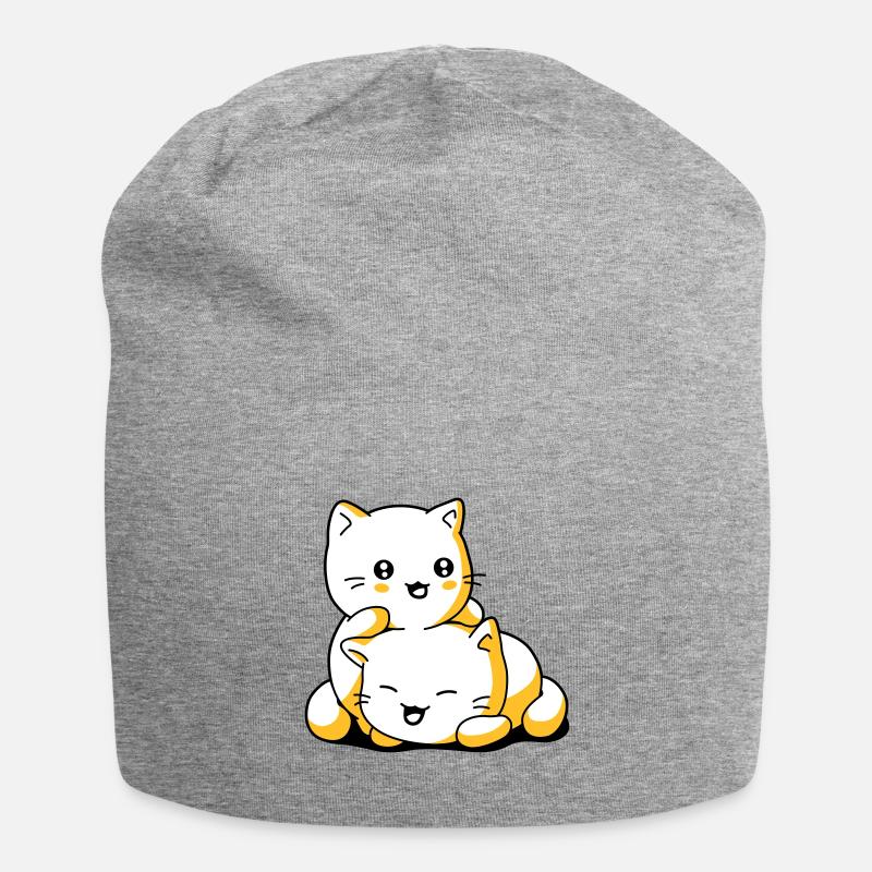 Katze Kätzchen Kawaii - Jersey-Beanie - Grau meliert