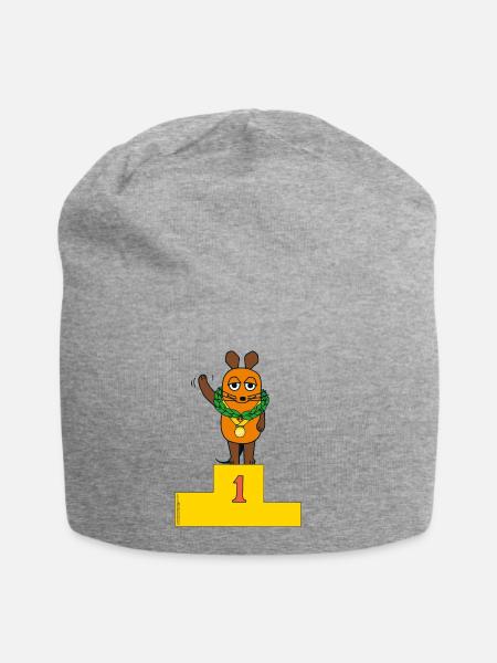 Die Maus bei Siegerehrung - Jersey-Beanie - Grau meliert